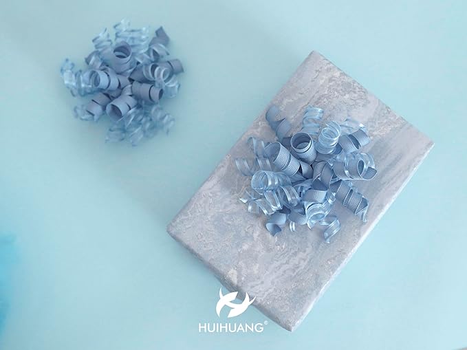 HUIHUANG Blue Gift Bows 5 inch x 8 Counts Dusty Blue Self-Adhesive Curly Ribbon Bows for Gift Wrapping, Presents, Paper Bag, Baby Shower Favors, Wrapping Accessories, Wedding Decor