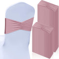 Moukeren 100 Pcs Spandex Chair Sashes Bows Bands Slider Sashes for Chair Covers Elastic Bands Ties Ribbon Decorations for Wedding Party Events Ceremony Birthday Banquet(Dusty Pink)
