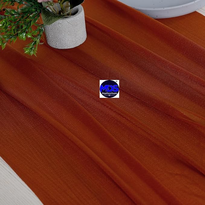 MDS Halloween Chiffon Table Runner - 10 Pack, 29 x 170 Inches, 14ft Each - Sheer Spooky Table Runners for Haunted House Parties, Trick-or-Treat Tables, Witchy Décor, Wedding & Events - Terracotta
