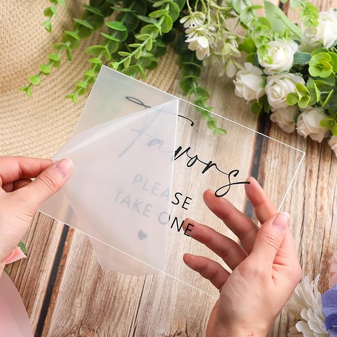 Weysat 6 Pcs Clear Acrylic Wedding Signs for Reception and Ceremony 5'' x 7'' Wedding Signage with Stand in Loving Memory Table Decorations Cards and Gifts Guestbook Reserved Table Sign(Classic Style)