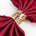 100pcs Disposable Rose Flower Paper Napkin Rings Laser Cut Foil Paper Napkin Holder, Leaf Vine Serviette Rings for Table Decoration,Christmas,Wedding,Party (Gold)