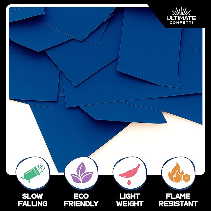 Ultimate Confetti Dark Blue Biodegradable Confetii - Rectangular Fluttering Tissue Paper Confetti for Cannon and Launcher use - Birthday Confeti, Wedding, Parties and Table Decoration - 1 lb, 16 oz