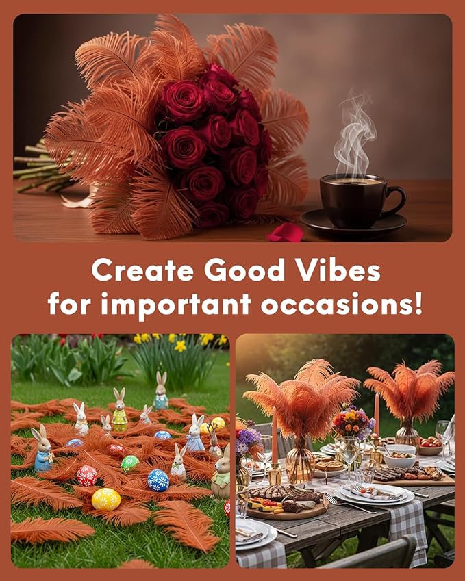 NEWONG 30pcs Brown Ostrich Feathers Natural Bulk 9-12in（23-30cm） Vase Craft Wedding Home Party Centerpieces Christmas Day Decoration