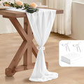 6 Pack 10 Ft Chiffon Table Runner White Gauze Long Table Runners 27x120 Inches Sheer Tulle Table Runner for Rustic Wedding Reception Bridal Shower Decorations Birthday Party