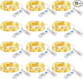 Minetom 12 Pack Fairy Lights Battery Operated String Lights with Timer - 7ft 20 LED Waterproof Silver Wire Firefly Light Waterproof for DIY Crafts Wedding Décor Table Mason Jars Party
