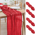 Asee'm 4PCS Fall Table Runner Cheesecloth 10FT Red Boho Gauze Fabric Rustic Sheer Cheese Cloth Runners for Thanksgiving Christmas Wedding Bridal Shower Party