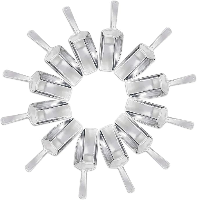Super Z Outlet 5.5" Mini Acrylic Plastic Kitchen Scoops for Weddings, Candy Dessert Buffet, Ice Cream, Protein Powders, Coffee, Tea (Silver)