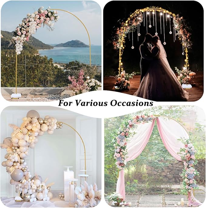 Vincidern Wedding Arch Backdrop Stand 7.8FT, Party Balloon Arch Stand for Birthday, Bridal Baby Showers, Metal Wedding Arch Frame for Ceremony Decoration Arch Stand Backdrop Gold(with Water Base)