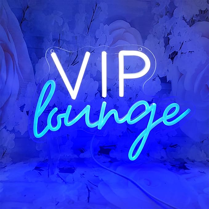 VIP Lounge Neon Sign VIP Light up Signs for Wall Decor, LED Lounge Sign LED Word Light Sign for Bar Hotel Cafe VIP Room Home Decoration, 13.3" x 9.8"