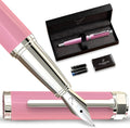Ellington Pens Luxury Fountain Pen Set- Fountain Pens for Writing - Smooth Extra Fine Nib - Includes Refillable Ink Converter, 3 Ink Cartridges [Black & Blue], Gift Box - Elegant Calligraphy