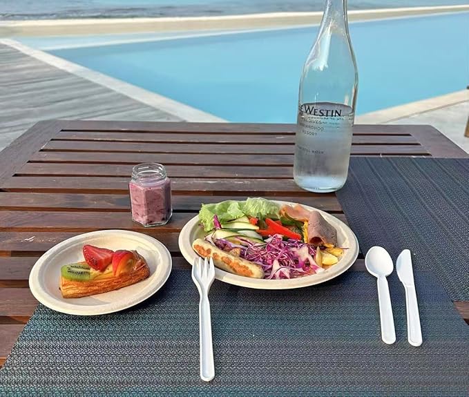 GreenWorks 6" Compostable CPLA Cutlery Kits, BPI Certified 200 Sets (Fork, Spoon,Knife,Napkin 4 in 1) Individually Wrapped With Compostable Bags，Alternative to Plastic Disposable Utensils