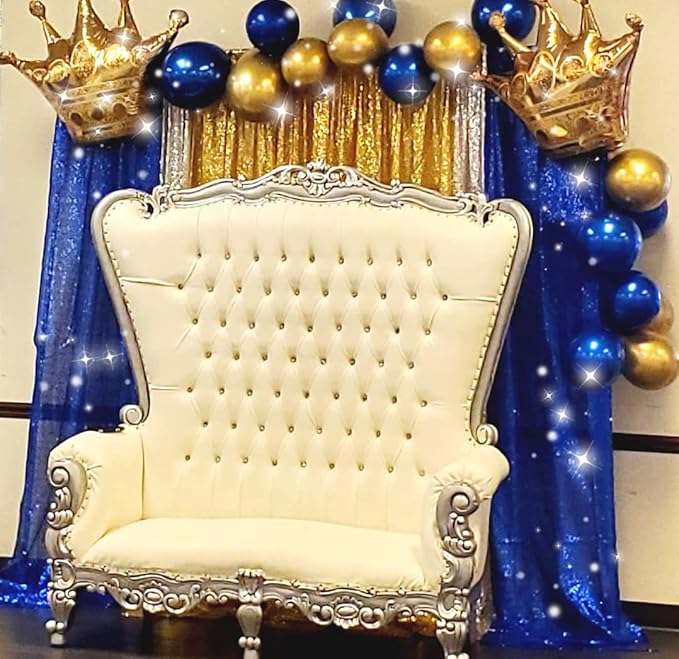 Poise3EHome 2Pcs 2Ft x 8Ft Navy Blue Sequin Backdrop Curtain,Navy Blue Glitter Photography Background for Independence Day,Memorial Day,Labor Day,Veterans Day
