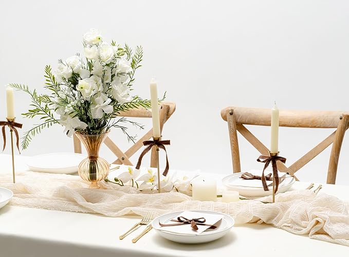 Brown Ribbon 5/8" x 21 Yards with Frayed Fringe Fabric Cotton Ribbons for Gift Wrapping Wedding Invitations Flower Bouquet Baby Shower