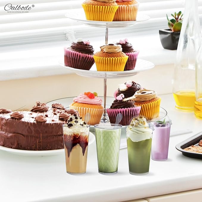 100Pcs 3oz Mini Dessert Cups with Lids and Spoons Clear Plastic Disposable Parfait Cups, Small Serving Bowl for Halloween Desserts Appetizers, Catering, Wedding, Dessert Shops(300pcs in total)