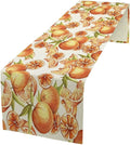 Spring Summer Orange Citrus Table Runner Sweet Fruit Botanical Print Little Cutie Dinner Runner for Farmhouse Baby Shower Party Holiday Home Kitchen Dining Table Decor 13x60