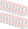 16 Pack 4x6 Clear Acrylic Sign Holders with Silver Borders and Vertical Stand, Double Sided Display Acrylic Table Number Holder for Desktop Table Menu, Wedding, Party, Restaurant