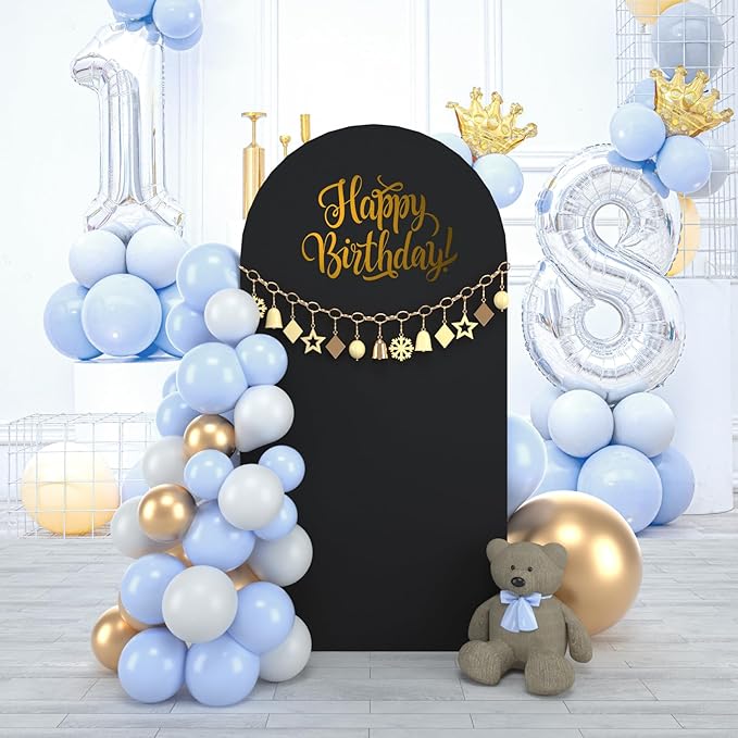 bricia Wedding Arch Backdrop Stand Cover, 6.6FT Double Sided Stretchy Arch Cover Fitted Wedding Birthday Party Banquet Decoration (Black 79.2''Lx39.6''W)