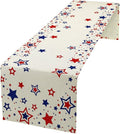 4th of July Table Runner, American Stars Patriotic Independence Day Table Runner for Indoor Outdoor Party Home Kitchen Dining Table Decor, Blue Red, 13x120inch