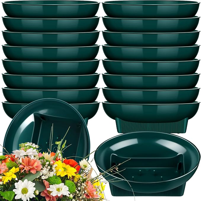 Karenhi 18 Pcs Floral Supplies Green Bowls for Flower Arrangements Large Size 6.3 Inch Floral Foam Bowls for Arrangements Holiday Wedding Fresh Flower Decoration Supplies (Foam Not Include)