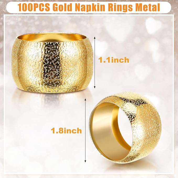 Lallisa Gold Napkin Rings Metal Napkin Ring Holders for Cloth Table Decorations for Wedding Anniversary Birthday Dinners Party of Table Setting(48 Pcs,Classic)