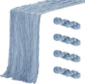 Aktor 4 Pack Dusty Blue Table Runner Boho Cheesecloth Table Runner Semi Sheer Gauze Fabric Runners for Wedding Birthday Baby Shower Party Boho Table Decoration（Dusty Blue）