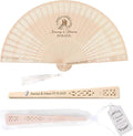 100 PCS Custom Fans Personalized Folding Fans for Line Dancing Wooden Hand Fan Wedding Favors Bulk Fans for Guests Party Event Use (Style03)