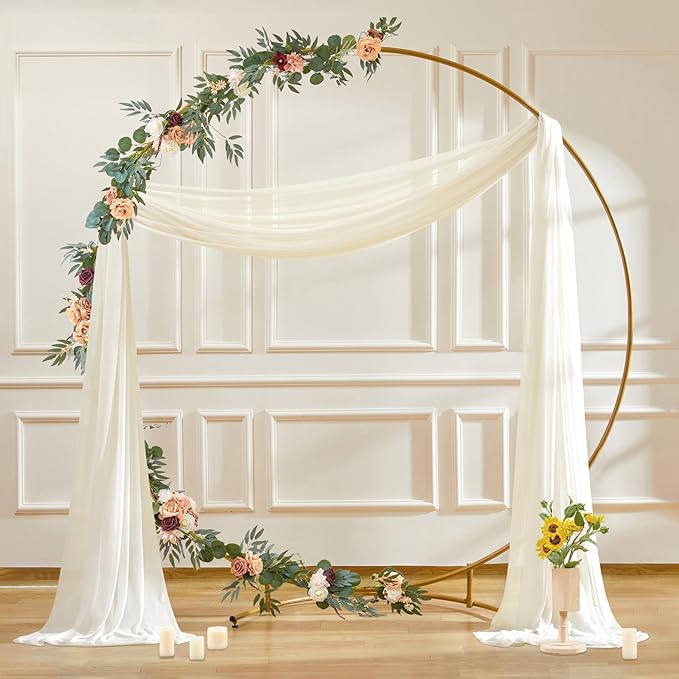 30" x 20Ft Wedding Arch Draping Fabric, 1 Panel Ivory Sheer Curtain Drapes Extra Wide & Long Backdrop Curtains for Wedding Arch Ceremony Birthday Party Decorations