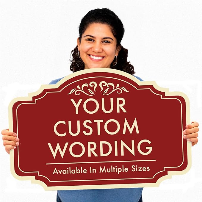 Custom Decorative Outdoor Metal Sign - Personalized Aluminum Driveway Sign, Waterproof, Made in USA - Design 2 Red Brick 36x24 In
