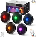 RGB Puck Lights with Remote Control, 2000mAh Rechargeable Stick on Led Lights, 9 Colors & 2 Dynamic, Tap Light with Timing,Under Cabinet Lighting for Closet,Kitchen,Cabinet,Shelf(Black, 5 Pack)