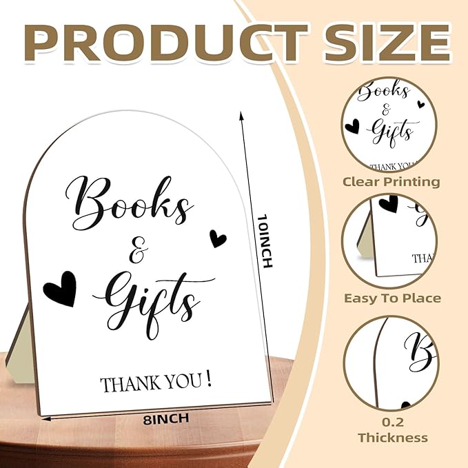 Books & Gifts Minimalist Decor Baby Shower Welcome Sign, 8 * 10IN