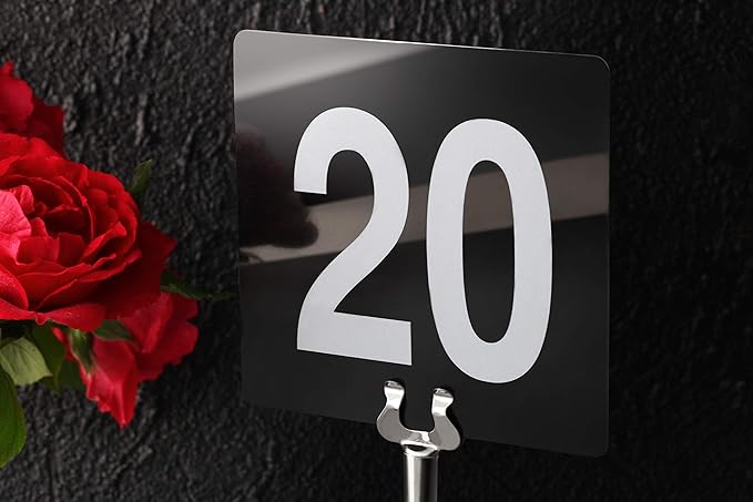 New Star Foodservice 27761 Triton/Ring-Clip Table Number Holder/Number Stand/Place Card Holder, Set of 12, 4-Inch, Black