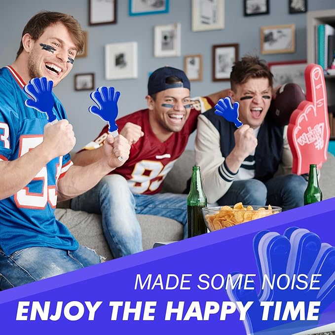 120 Pcs Hand Clappers Noisemakers 7.5 Inch Clappers Noisemakers Plastic Hand Clappers for Birthdays Game Football Sporting Events Cheers Supplies Dance Basketball Football Noisemakers(Bule and White)