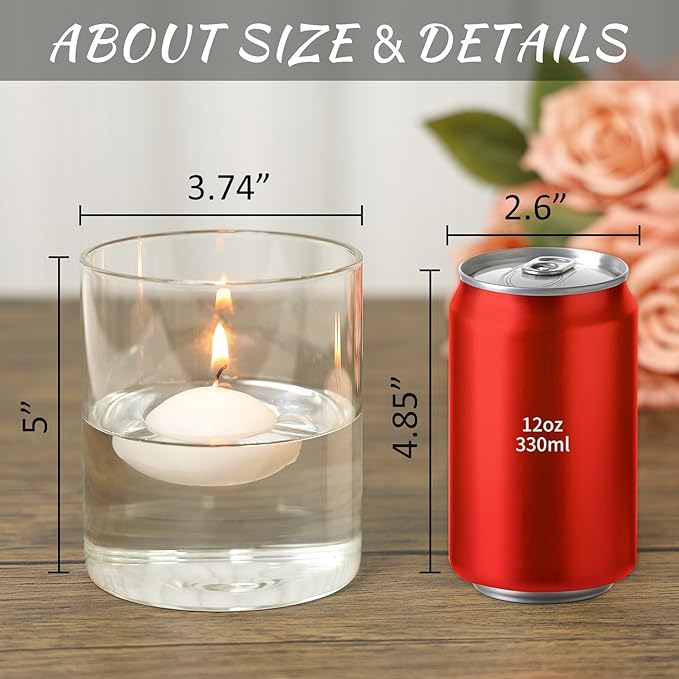 12Pcs Glass Cylinder Vase for Centerpieces 5 Inch Clear Flower Vases Bulk, Glass Hurricane Candle Holder Small Floral Vases for Table, Floating Candle Vase for Wedding Home Décor