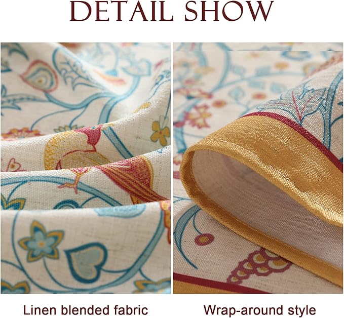 patdrea Designer Vintage Small Square Table Cloth,Yellow Linen Floral Birds Pattern Colorful Tablecloths,Decorative Table Cover for Kitchen Dining Banquet,Christmas,Thanksgiving,55"x55"-Magnolia