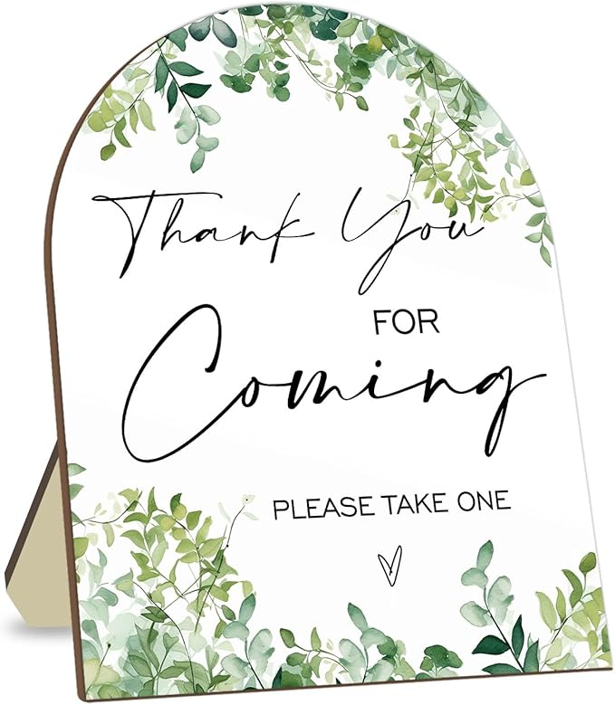 Thank You for Coming Please Take One Sign, Eucalyptus Leaf Decoration Wedding Shower Sign for Guests, Bridal Shower Welcome Sign, Baby Shower Birthday Party Decor Supplies 9 * 11IN