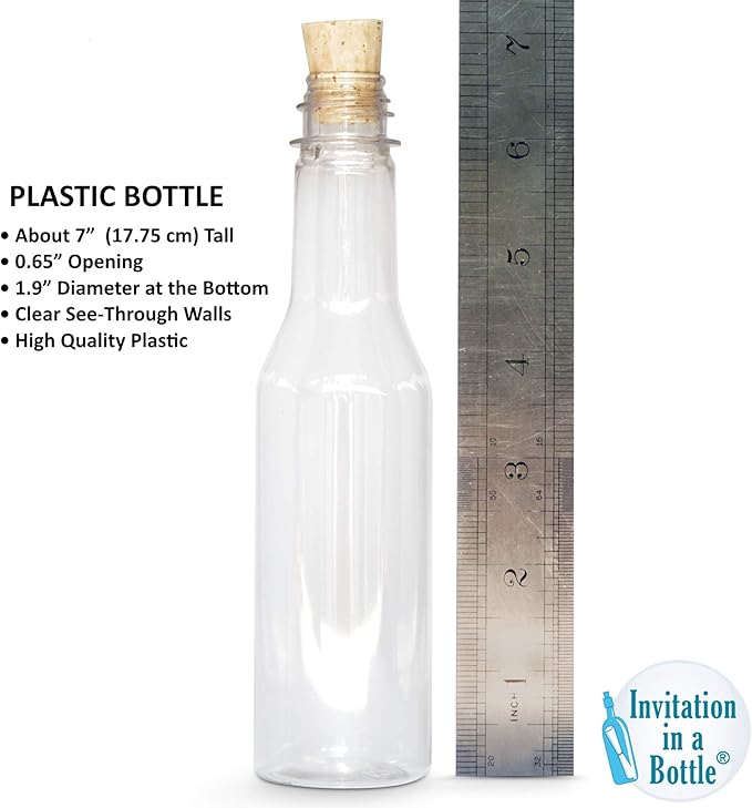 Plastic Bottles & Corks Set (20) - Clear PET Plastic Potion Bottles with Cork - Small Bottles with Cork & Tiny Jars with Cork Bottles, Message in Plastic Bottle, DIY Crafts