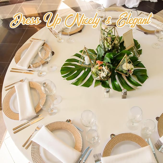 BRILLMAX 6 Pack Beige 70 Inch Round Tablecloths Fit 30" to 54" Tables (8-20" Drop) - Circle Bulk Linen Polyester Fabric Washable Cloth Cover for Wedding Reception Banquet Birthday Party Buffet