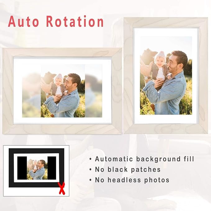 AEEZO Digital Picture Frame 10.1 Inch 1280x800 IPS Touch Screen WiFi Smart Digital Photo Frame with 16GB Storage, Auto-Rotate Easy Setup to Share Photos or Videos via AiMOR APP, Wall Mountable White