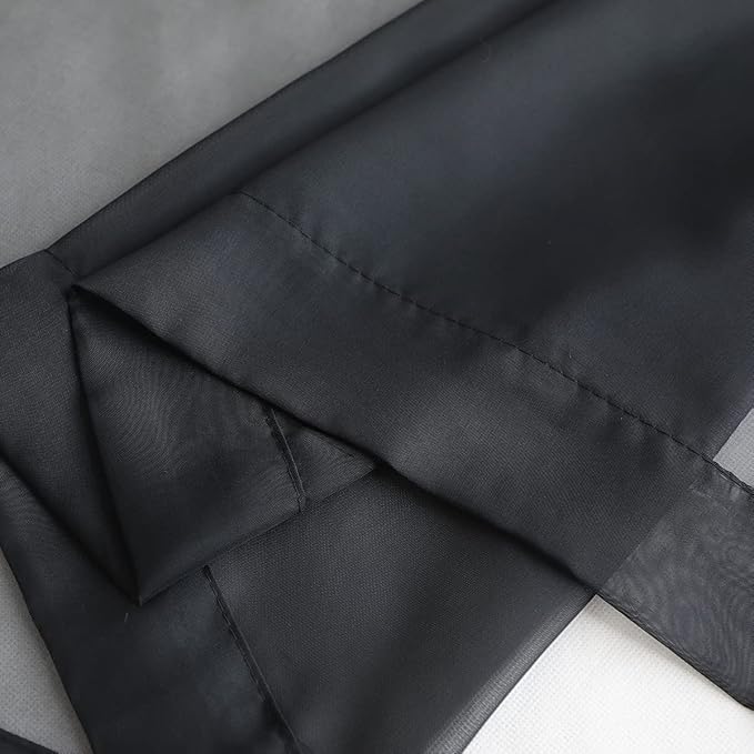Window Black Sheer Curtains 48 Inches Width 45 Inches Long 2 Panels Sheer Curtain Clear Curtains Basic Rod Pocket Panel for Home Living Room Bedroom Kids Room Yard Patio Parlor Sliding