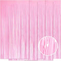5 Pack Pink Foil Curtain Backdrop 3.2ft x 8.2ft Tinsel Foil Fringe Curtains Macaron Photo Booth Streamer Backdrop for Party Decorations Birthday Baby Shower Bachelorette Holiday Decor (Pastel Pink)
