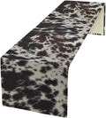 Cow Print Table Runner, Country Farm Animal Fur Skin Pattern Western Style Black Brown Cowhide Print Dinner Runner for Home Kitchen Dining Home Setting, 13x60 Inch