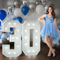 Marquee Numbers 4 Feet Tall Big Light Up Numbers 30th Birthday Decorations Women Men White Anniversary Party Decor Large Cardboard Prop Backdrop Sign 30