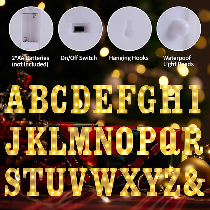 Light Up Letters E,LED Sign Marquee Letters 26 Alphabet for Party Birthday Name,Wedding,Christmas Decorations,Personalized Name Sign Letter for Centerpieces Table and Wall Decor