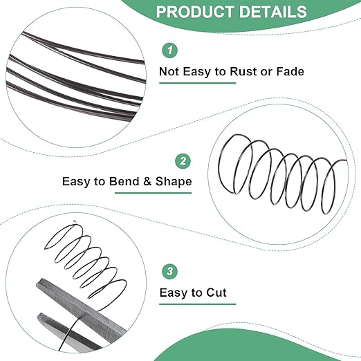 2-Rolls 0.4mm Jewelry Wire, 26 Gauge 328FT Craft Wire Copper Beading Wire for Jewelry Making/Planting/Weaving/DIY Crafting, Soft Metal Wires [100M, Metallic Black]