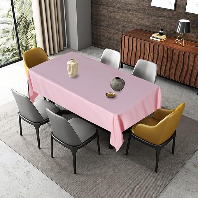 Fitable Rectangle Tablecloth Stain and Wrinkle Resistant Washable Polyester Table Cloth for Buffet Parties and Camping (54x78 inch, Pink)