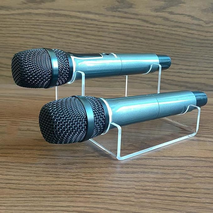 Microphone stand, transparent acrylic microphone base, microphone display stand Display Stand, Clear Desktop Holder for 2 Mics, Transparent Organizer Base