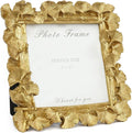 Cuspin Vintage Gold 5x5 Picture Frame, Gold Ornate Leaf Textured Hand-Crafted Resin with Glass Front, Antique Square Photo Frame for Tabletop Display, Retro Design Home Decor