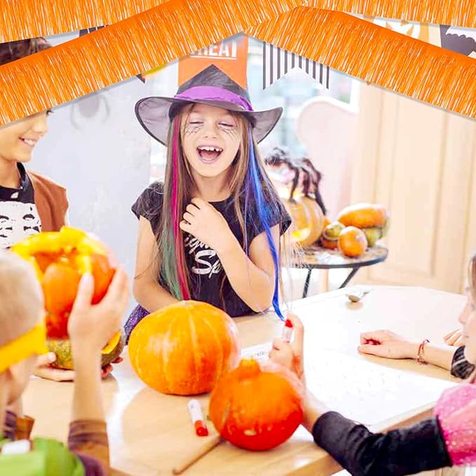 6 Pack 10 Feet Foil Fringe Garland Metallic Tinsel Streamers Banner Wall Hanging Backdrop Banner for Parade Floats, Thanksgiving, Christmas, Birthday, Halloween Party Decorations(Macaron Orange)