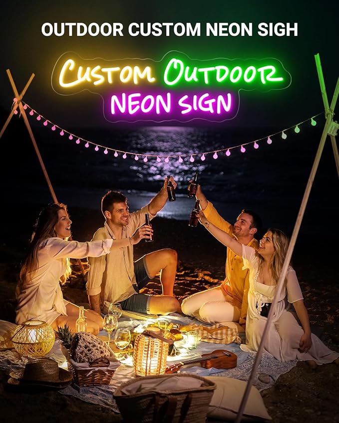 Large Outdoor Waterproof Custom Neon Sign, Personalized Outdoor Led Sign with Remote for outside, Professional Waterproof IP65 Neon Light for Pool Patio Backyard Restaurant Shop Beauty Salon
