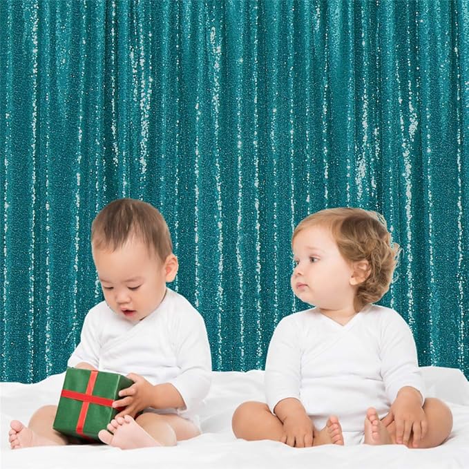 Eternal Beauty Teal Sequin Backdrop, 6x6 Ft Glitter Background Curtains for Shimmer Photography Party Wedding Birthday Back Drop Decor